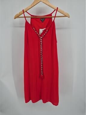 Lily Rose Red Mini Tank Dress Red White And Blue Braided Cord Size L USA NWT